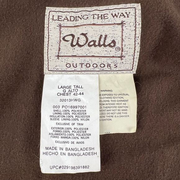 Walls Real tree Hardwoods Heavy Canvas Fleece Lined Hunting Coat Sz L Tall  Rips - Picture 5 of 16